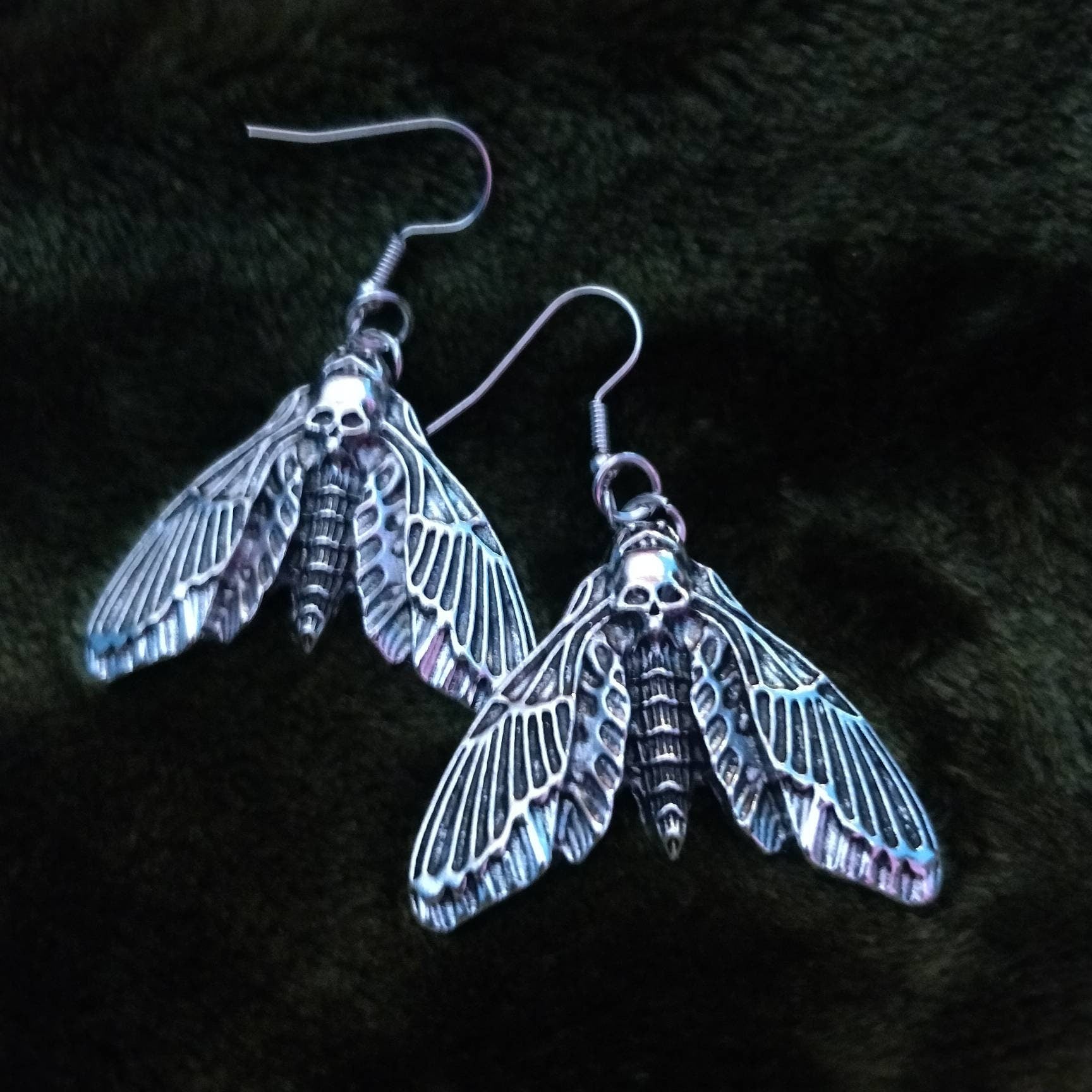 Death's Head Moth Earrings - alt goth fashion