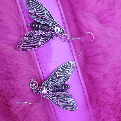 Death's Head Moth Earrings - alt goth fashion