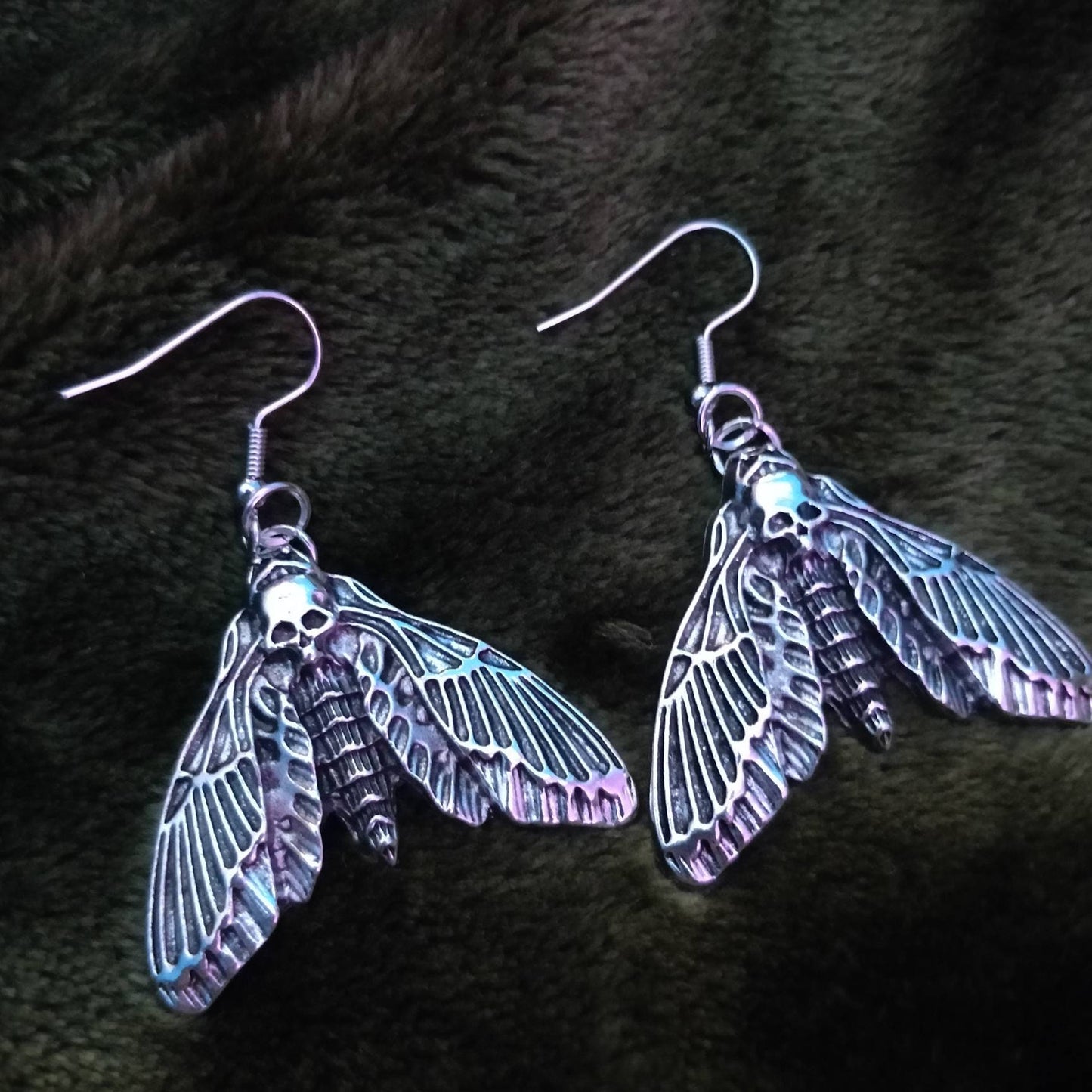 Death's Head Moth Earrings - alt goth fashion