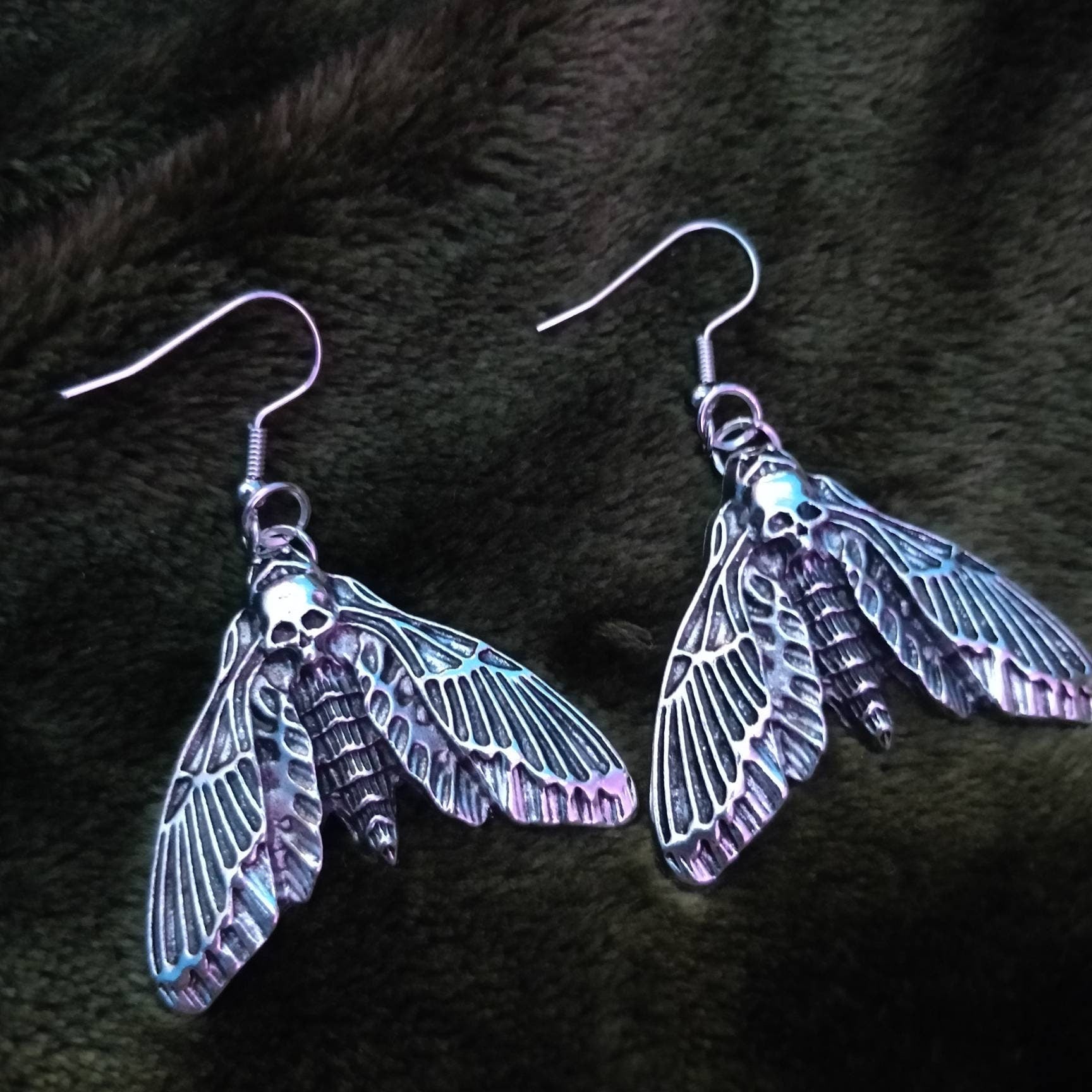 Death's Head Moth Earrings - alt goth fashion