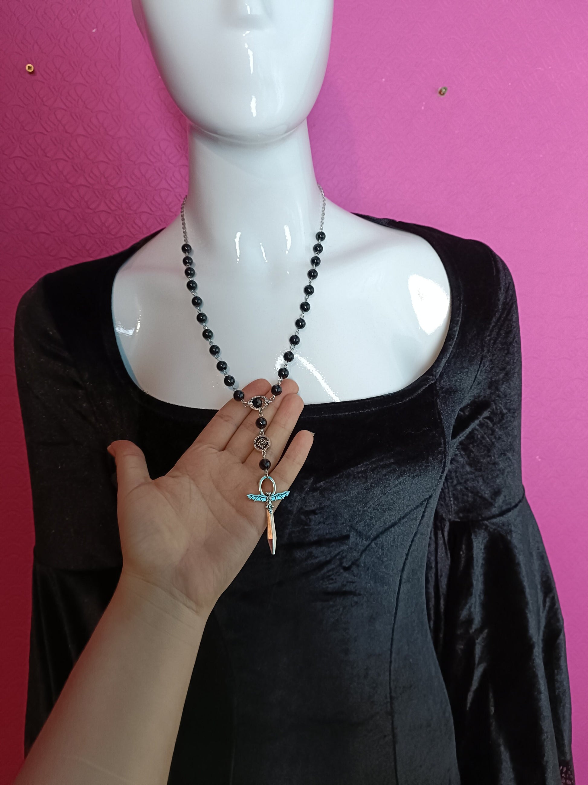 Elegant Bat Crucifix Rosary