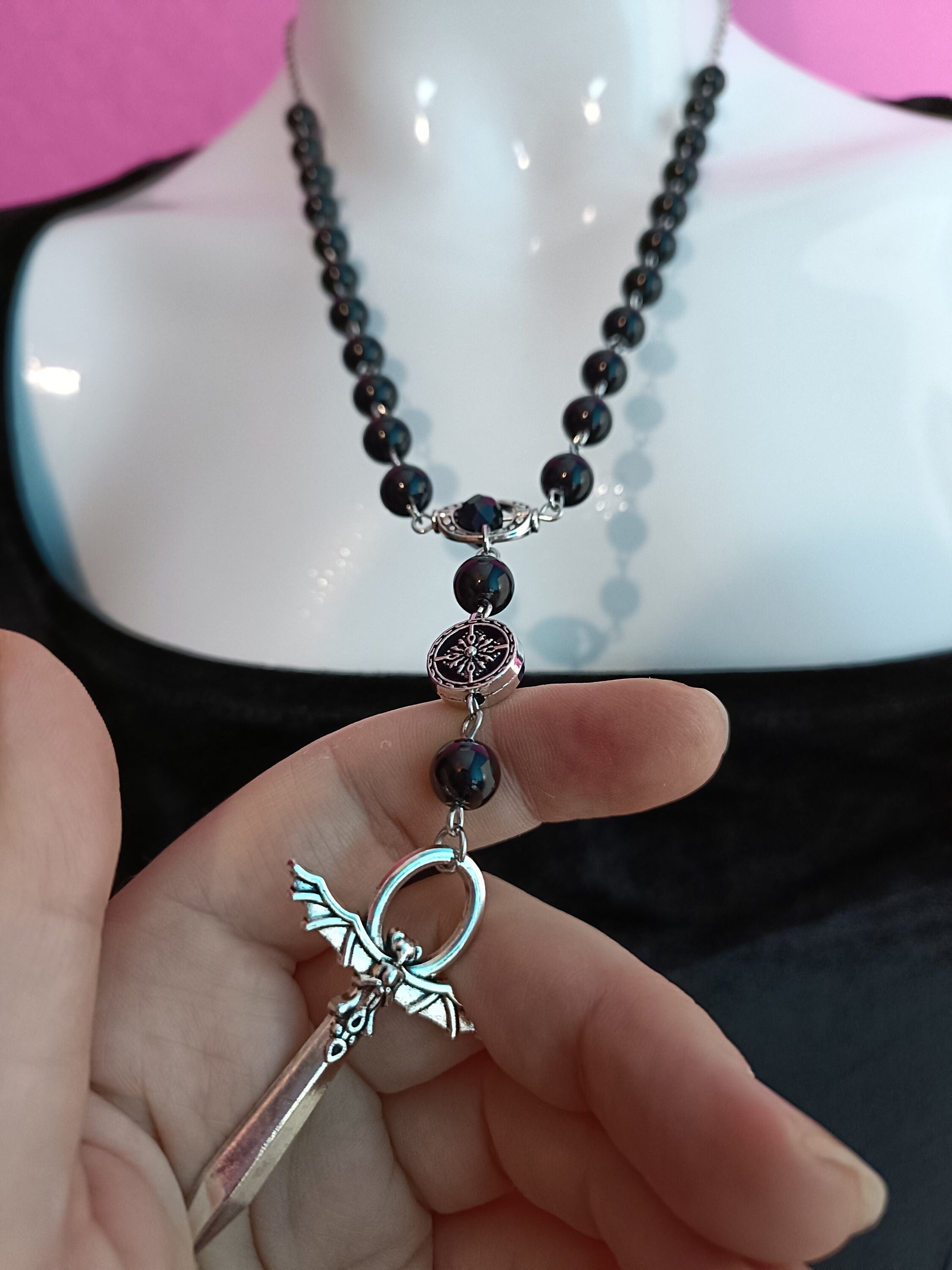 Elegant Bat Crucifix Rosary