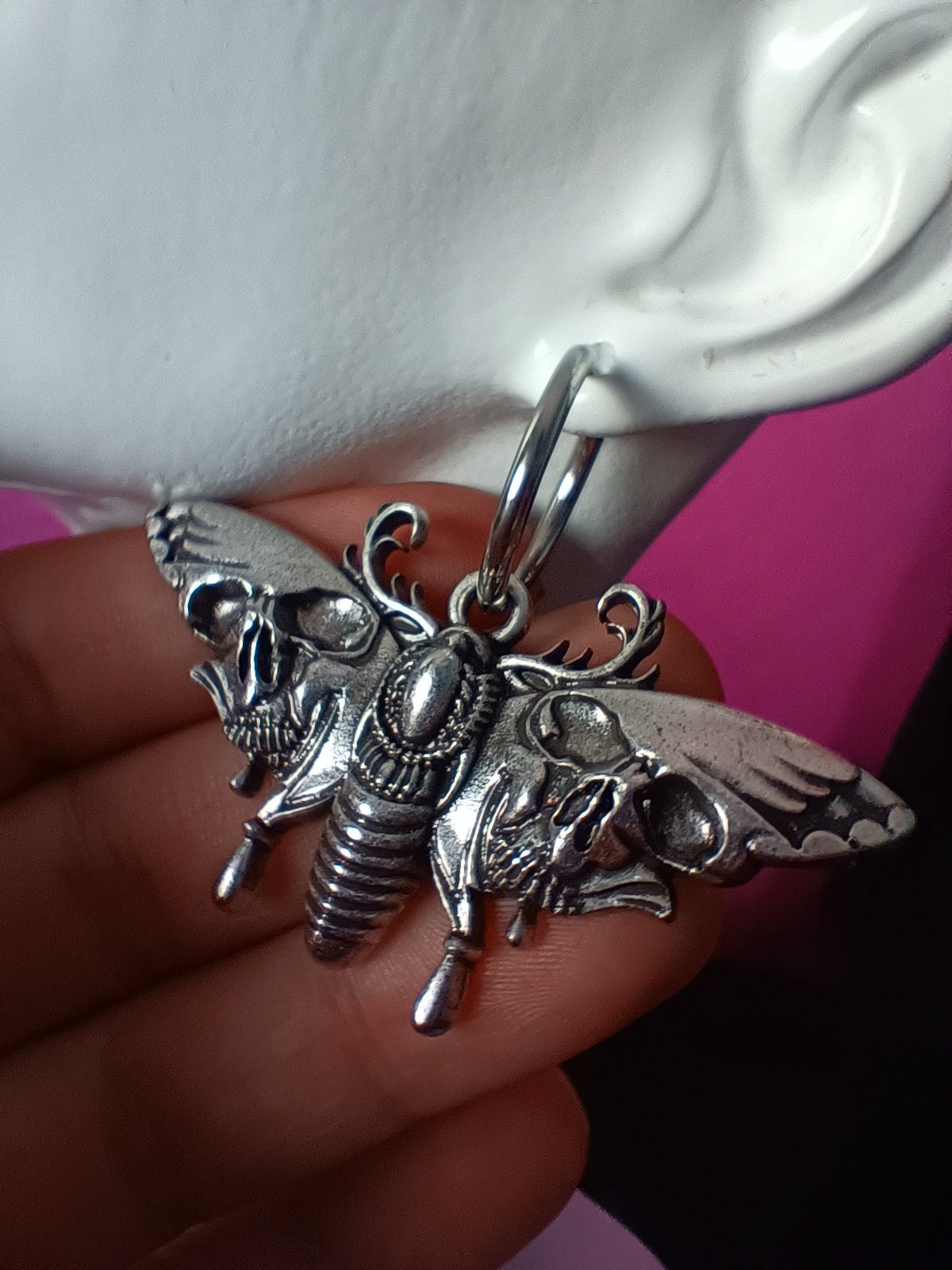 Esoteric, Deaths Head Moth Hoop Earrings