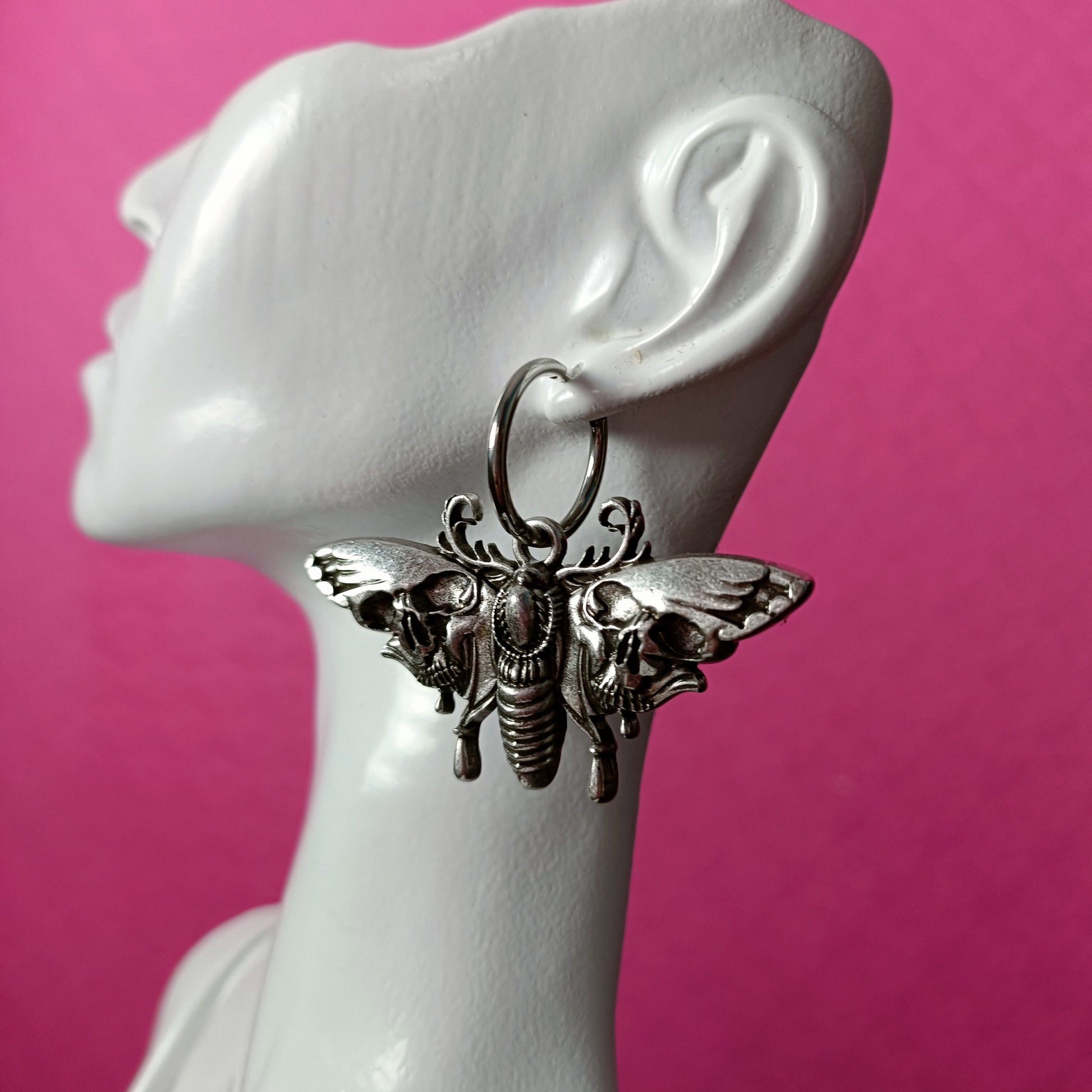 Esoteric, Deaths Head Moth Hoop Earrings