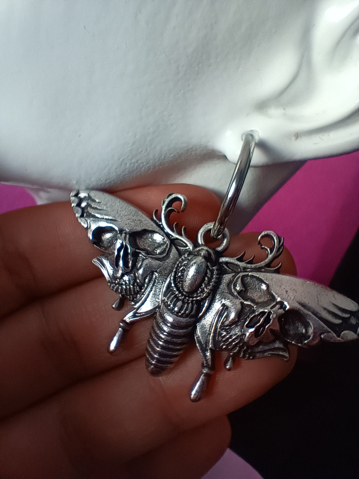 Esoteric, Deaths Head Moth Hoop Earrings