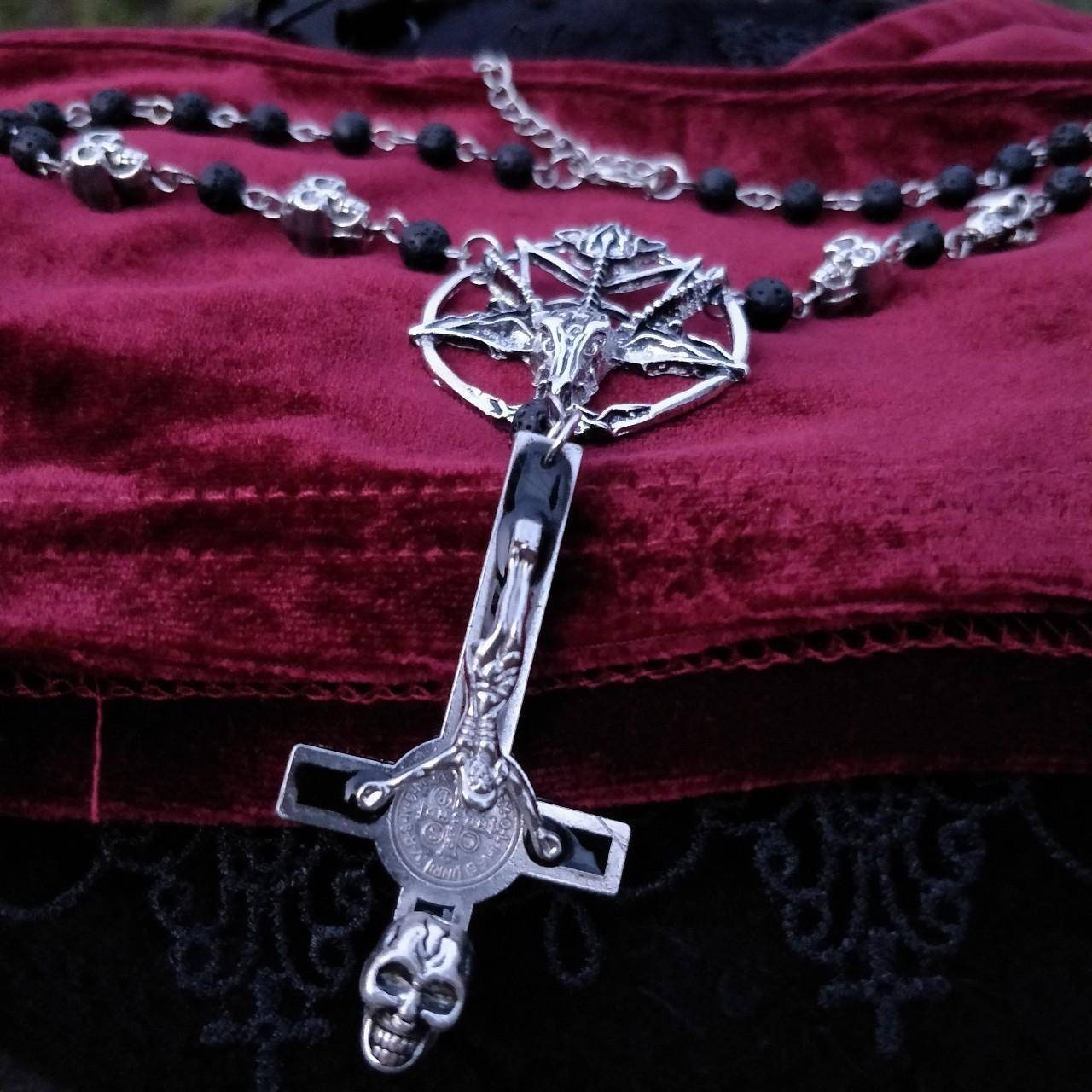 Gothic necklace Baphomet and Skulls