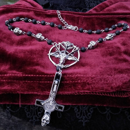 Gothic Necklace Baphomet and Skulls
