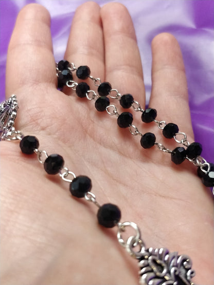 Gothic Rosary - Black Crucifix Pentagram