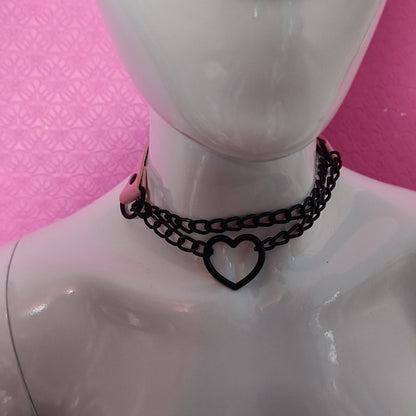 Heart Chain Choker - Choke Chain Version!! Pink