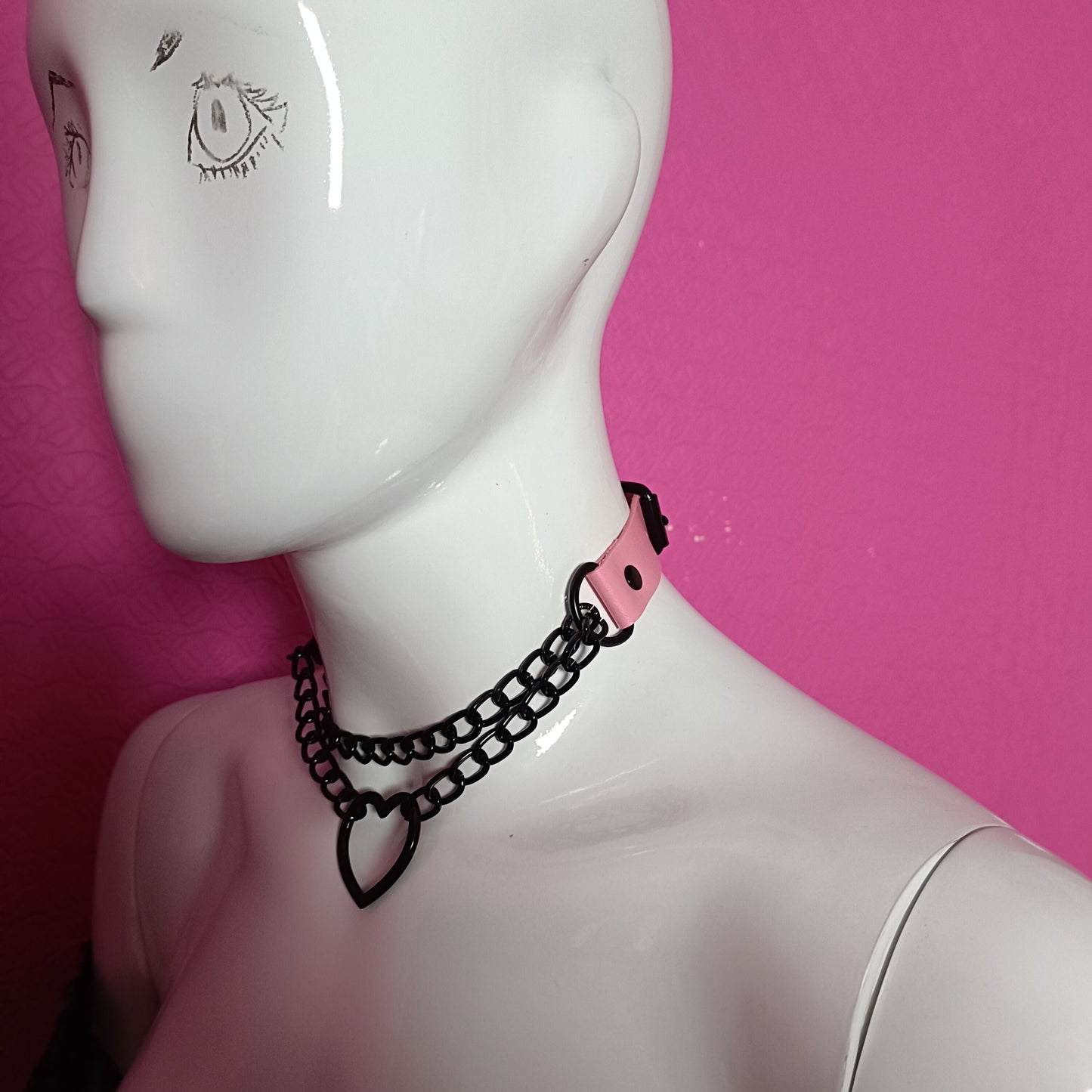 Heart Chain Choker - Choke Chain Version!! Pink