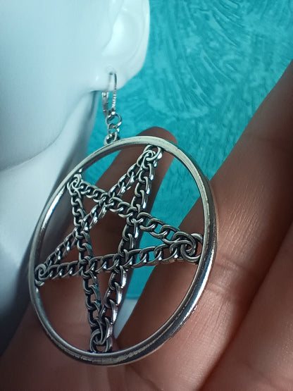 Pentagram Chain Earrings