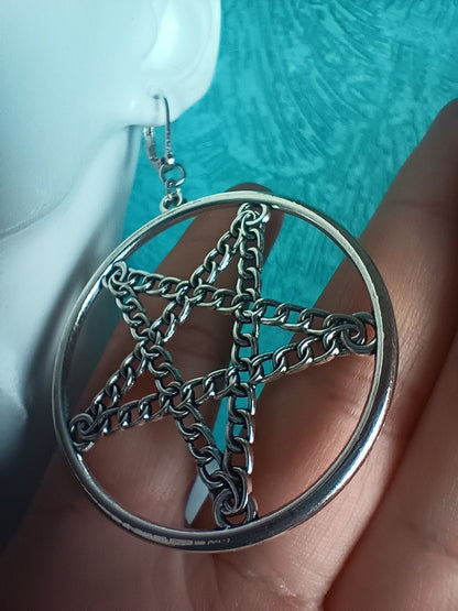 Pentagram Chain Earrings