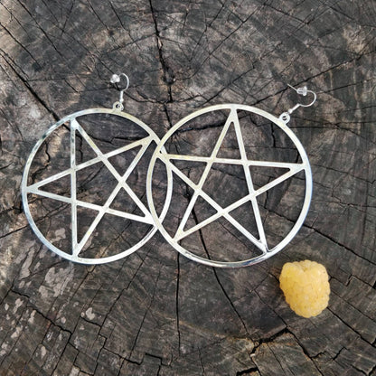 Pentagram Earrings// statement/ goth witch occult Halloween hoops