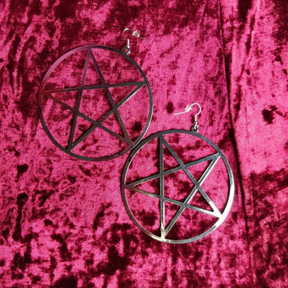 Pentagram Earrings// statement/ goth witch occult Halloween hoops