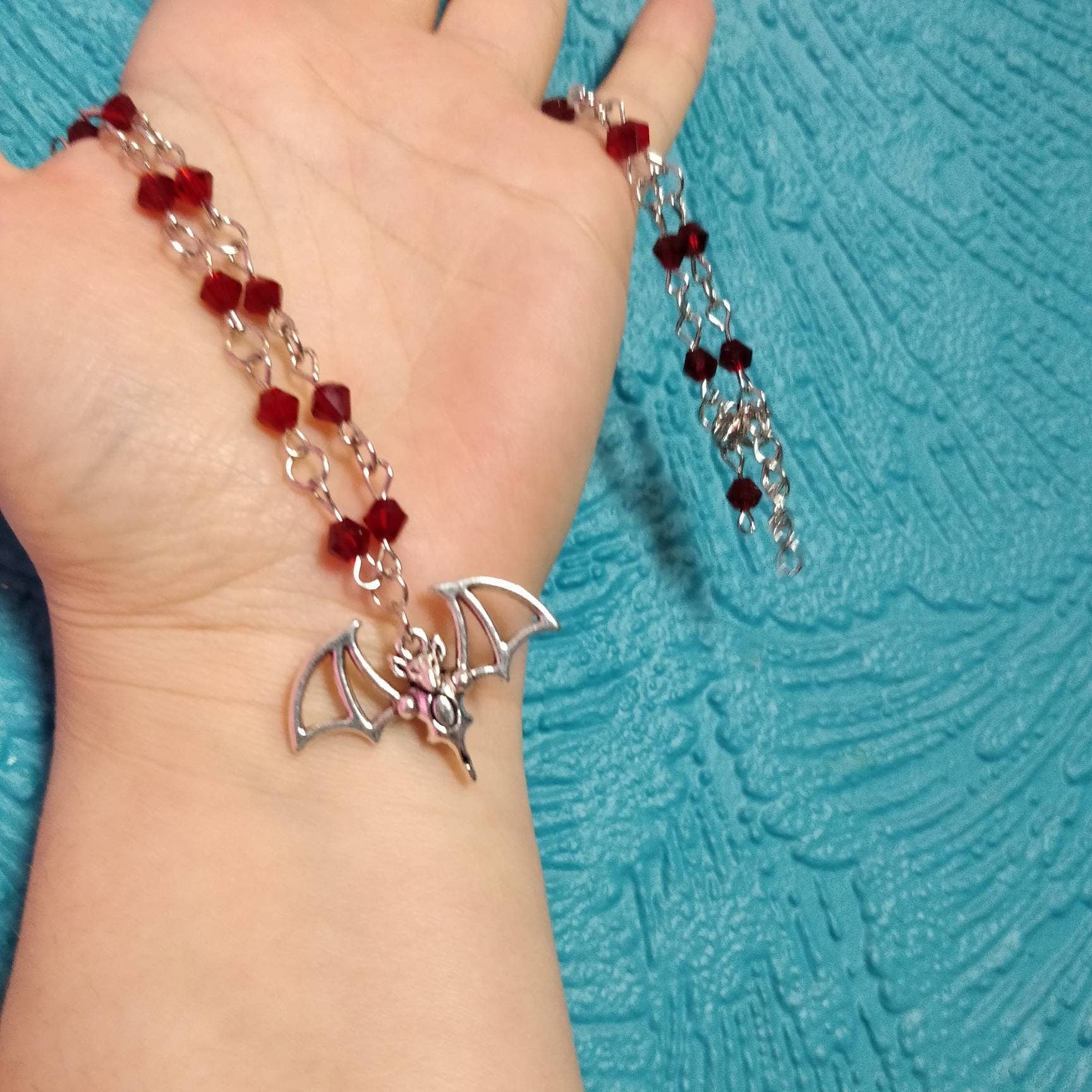 Red Beaded Bat Necklace