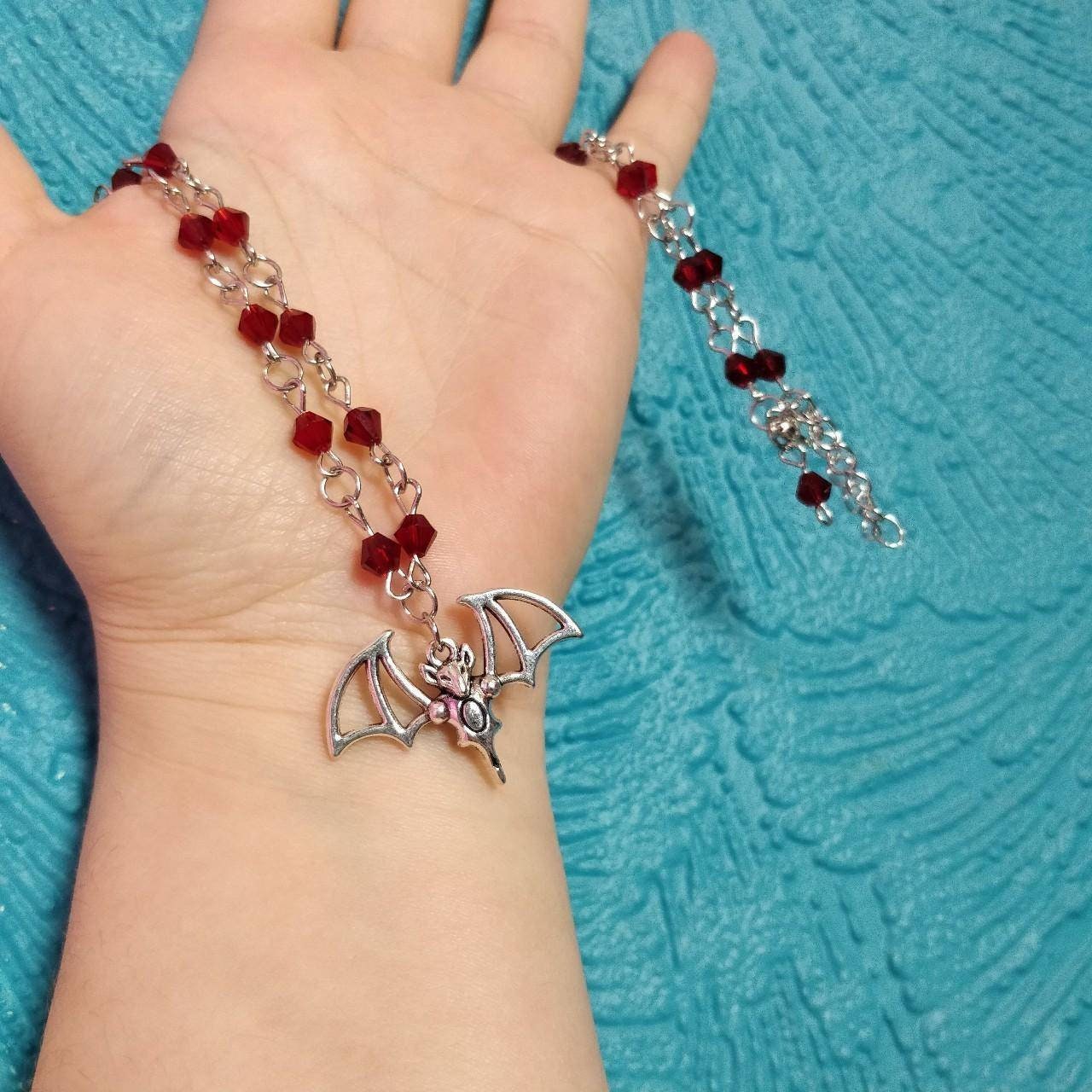 Red Beaded Bat Necklace