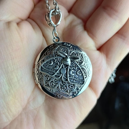 Sacred Moth Mandala Locket Necklace