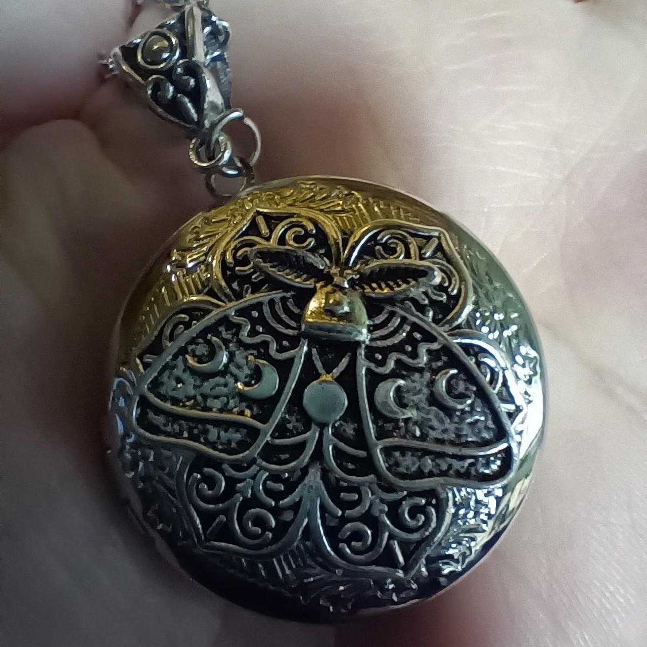 sacred moth mandala locket necklace