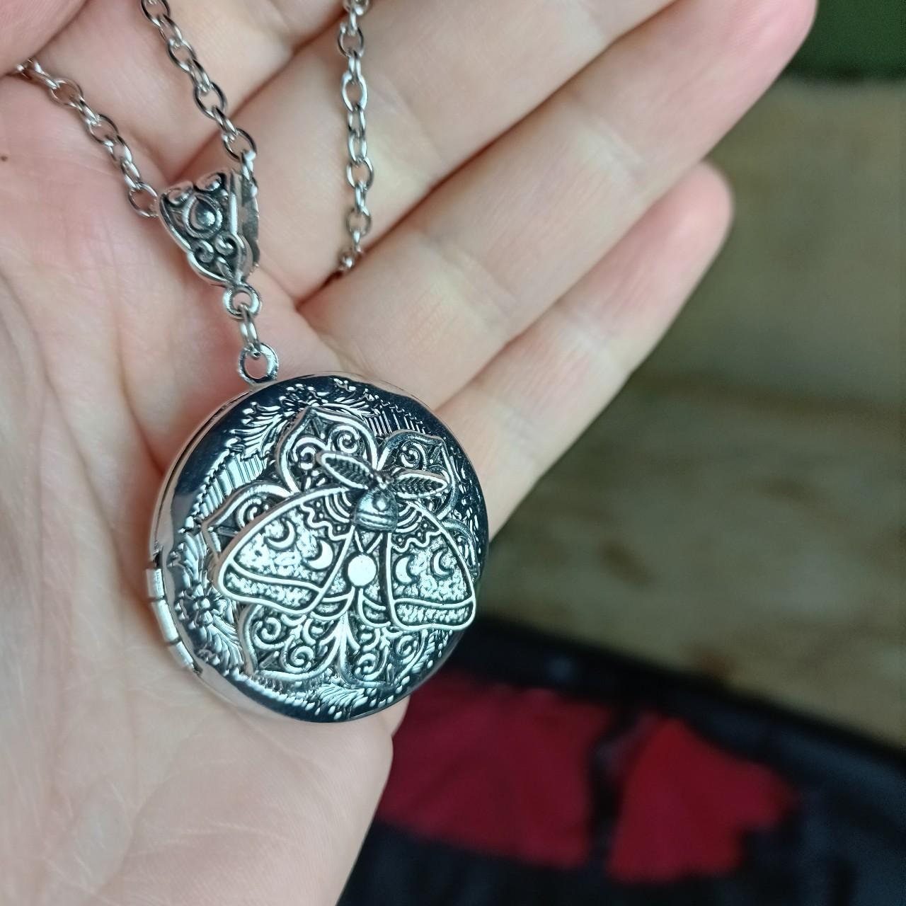 Sacred Moth Mandala Locket Necklace