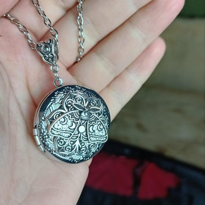 Sacred Moth Mandala Locket Necklace
