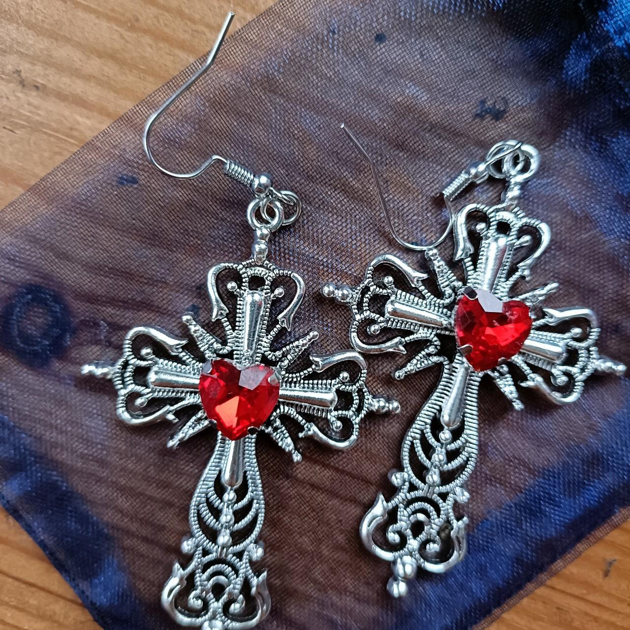 Sacred Heart Crucifix Earrings