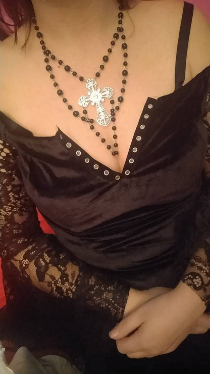 Vampire Ball Beaded Necklace- Catholic Iconography