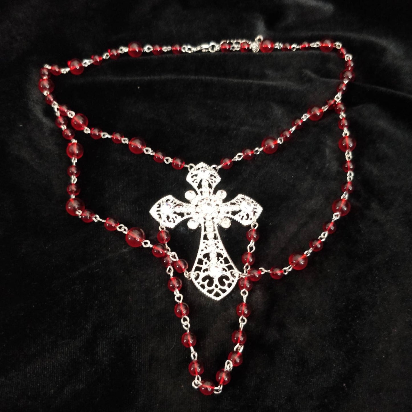 Vampire Ball Beaded Necklace- Catholic Iconography