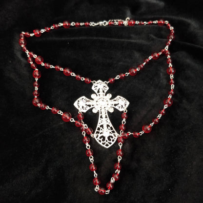 Vampire Ball Beaded Necklace- Catholic Iconography