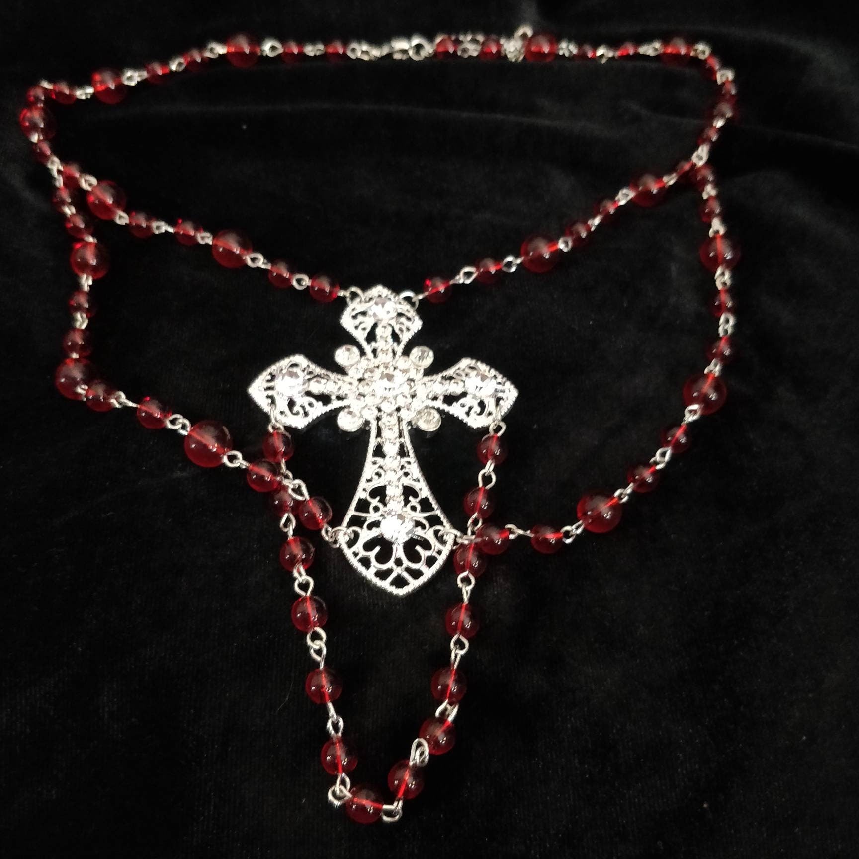 Vampire Ball Beaded Necklace- Catholic Iconography