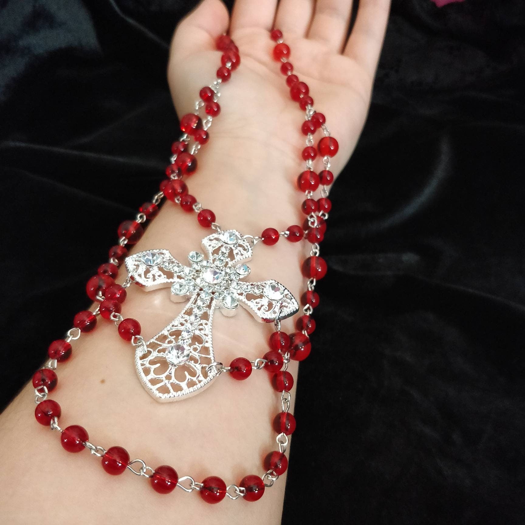 Vampire Ball Beaded Necklace- Catholic Iconography