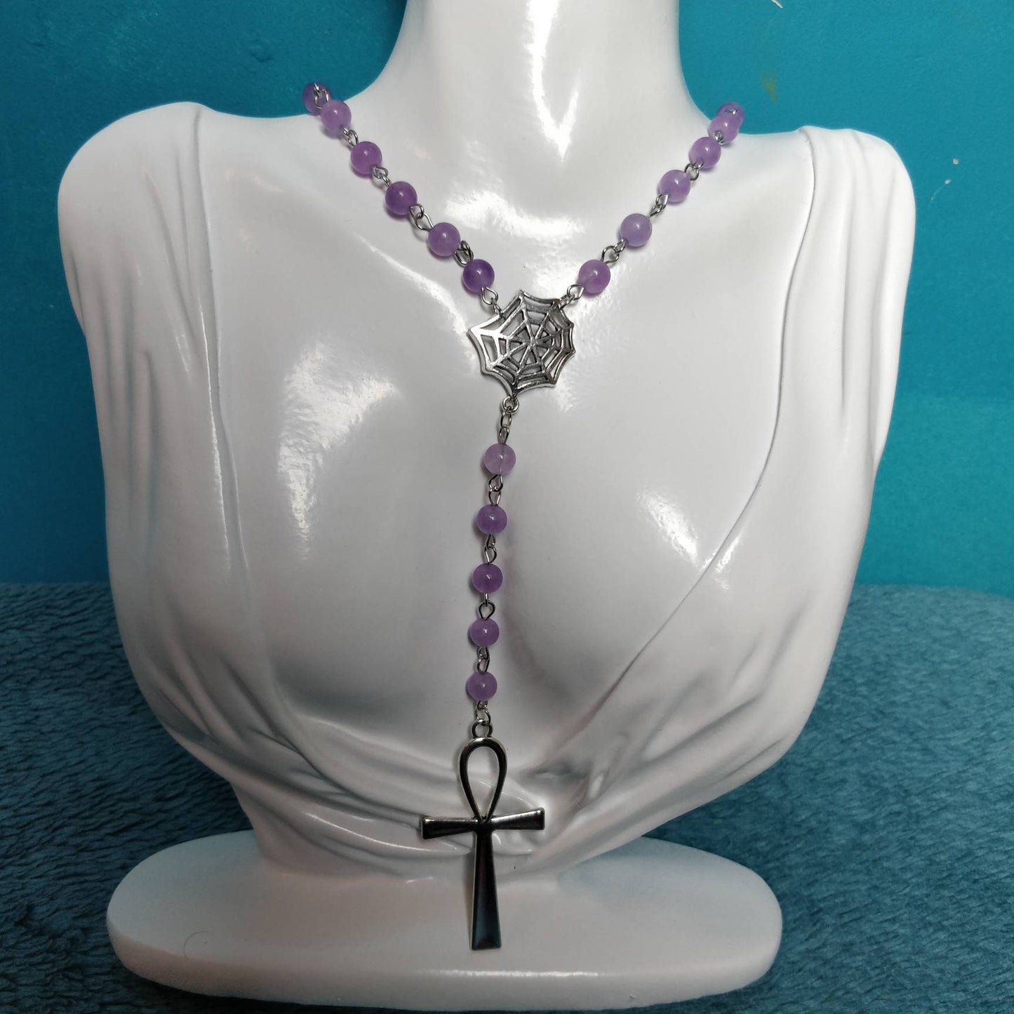 Whimsigoth Purple Ankh Rosary