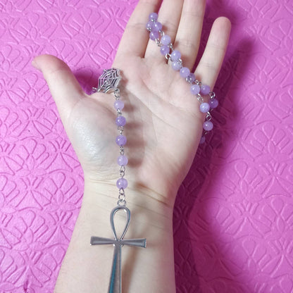 Whimsigoth Purple Ankh Rosary