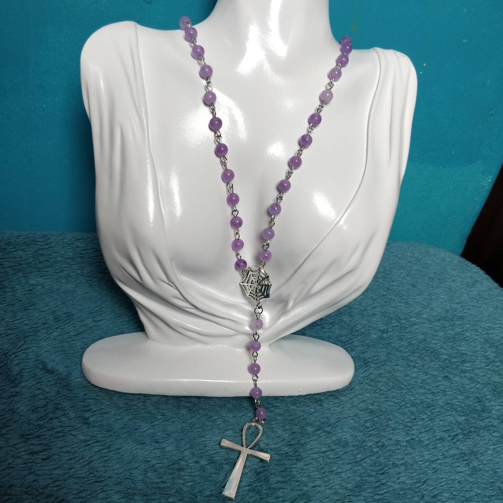 Whimsigoth Purple Ankh Rosary