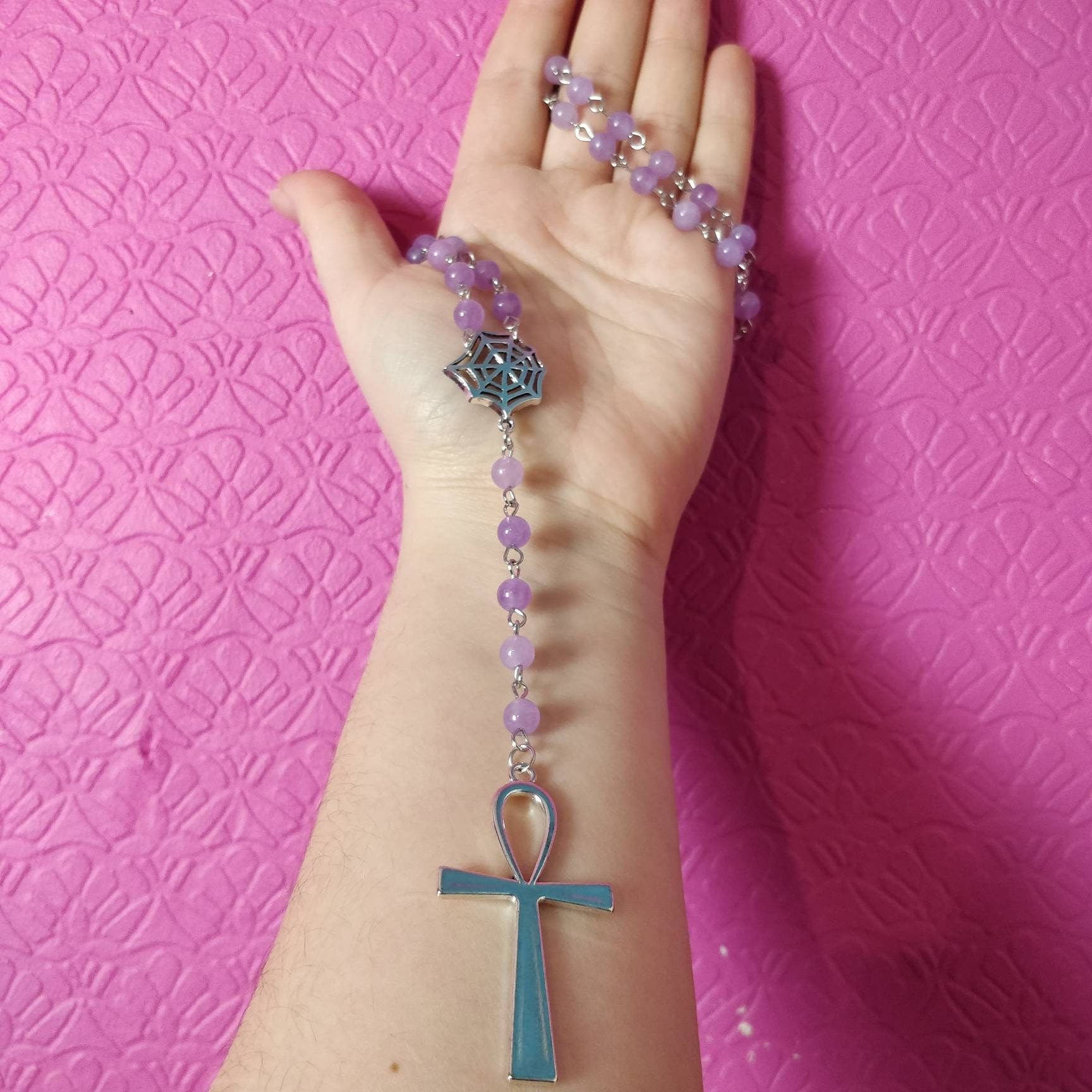 Whimsigoth Purple Ankh Rosary – Princess Poison 666