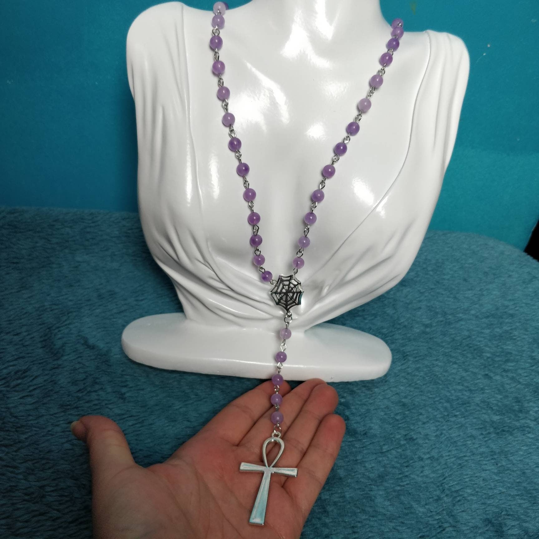 Whimsigoth Purple Ankh Rosary