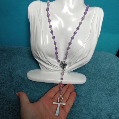 Whimsigoth Purple Ankh Rosary