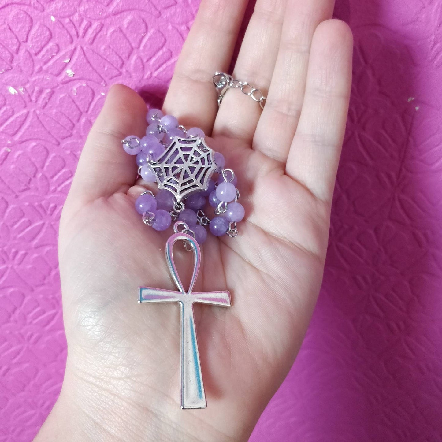 Whimsigoth Purple Ankh Rosary