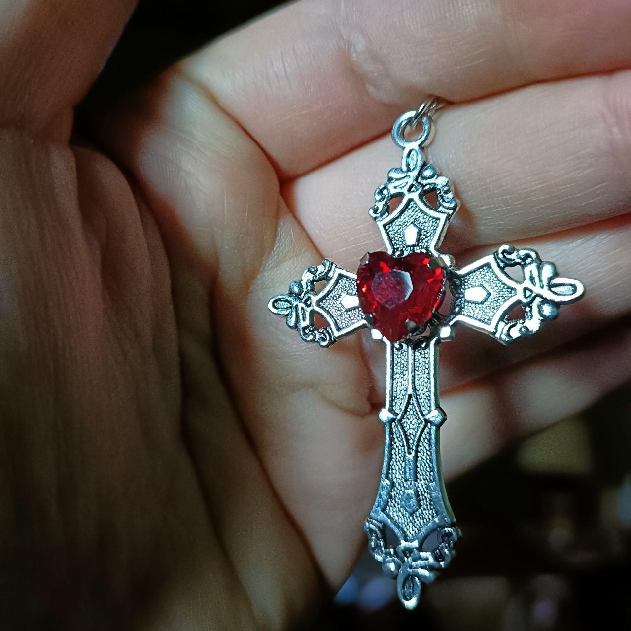 gothic heart earrings cross