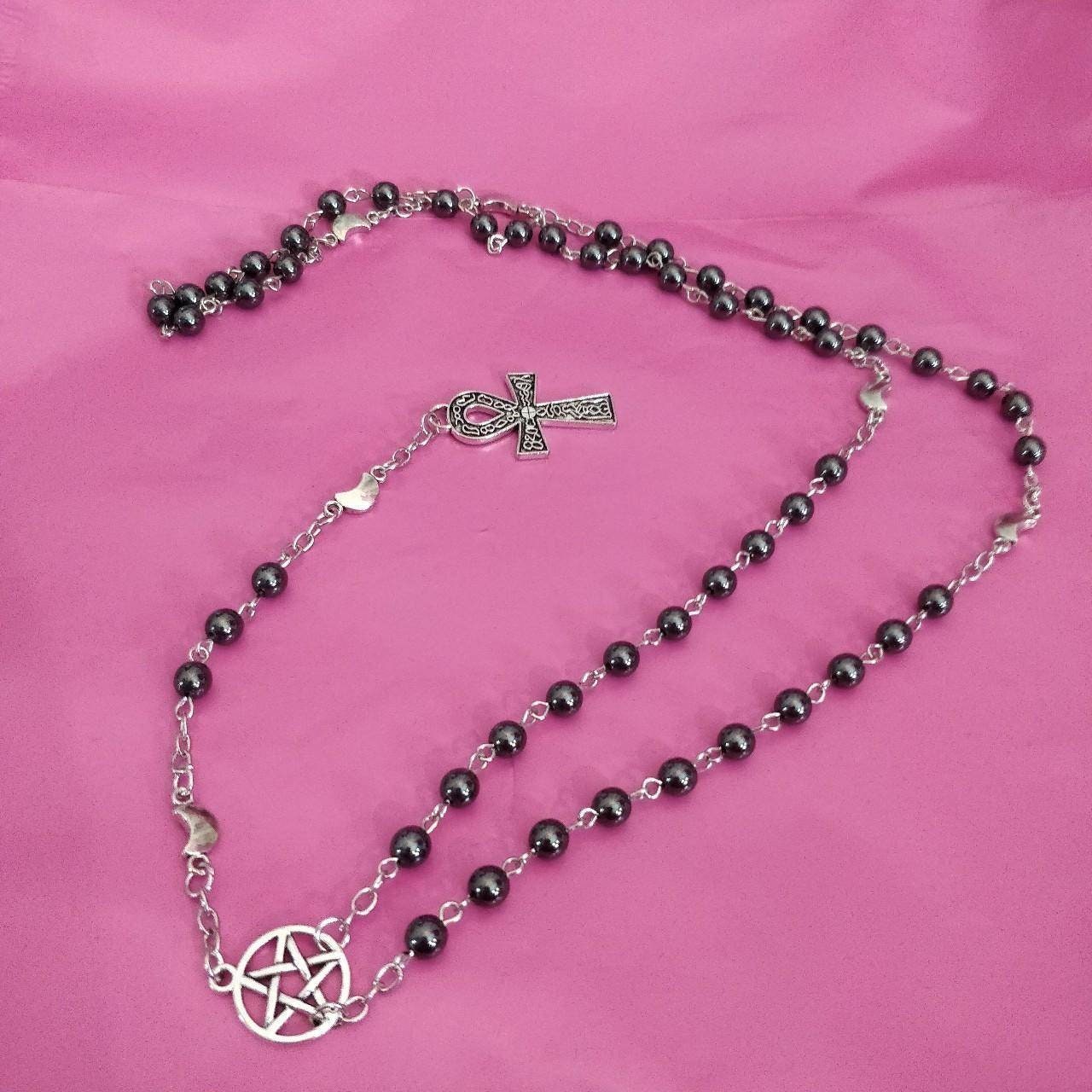 Goth Rosary - Little Moons Hematite