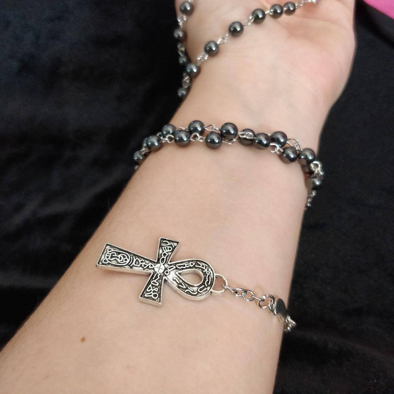 Goth Rosary - Little Moons Hematite