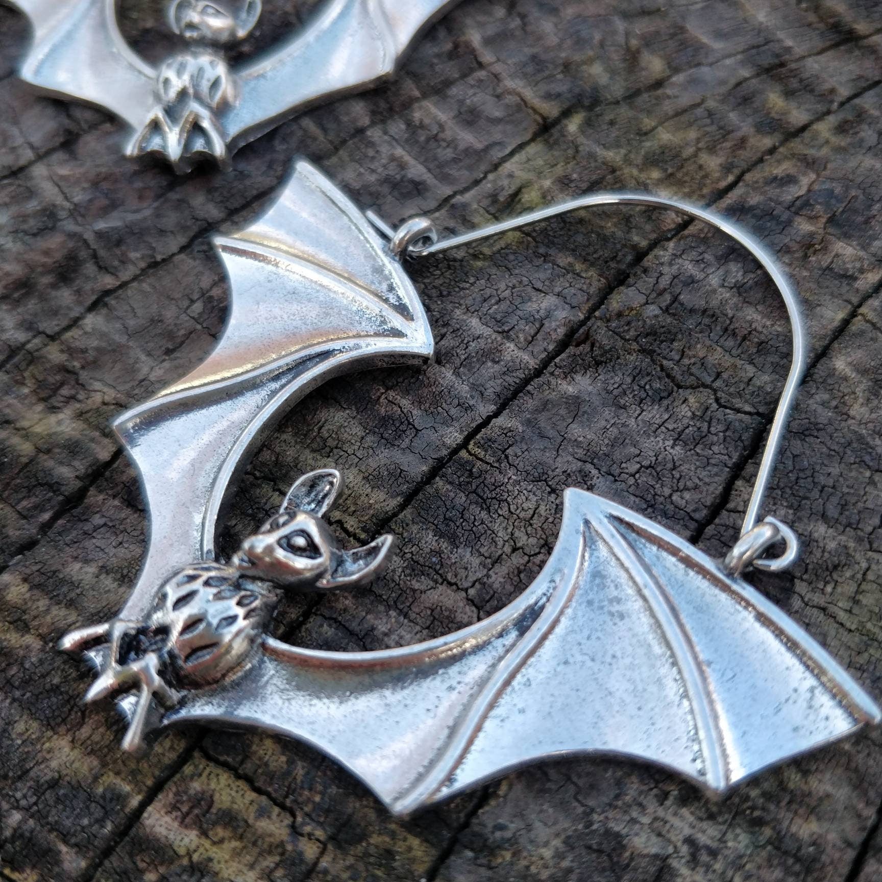 Bat Hoop Earrings LARGE- gothic bat earrings- Gothic/ Punk alternative