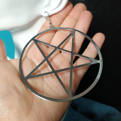 Pentagram Earrings// statement/ goth witch occult Halloween hoops