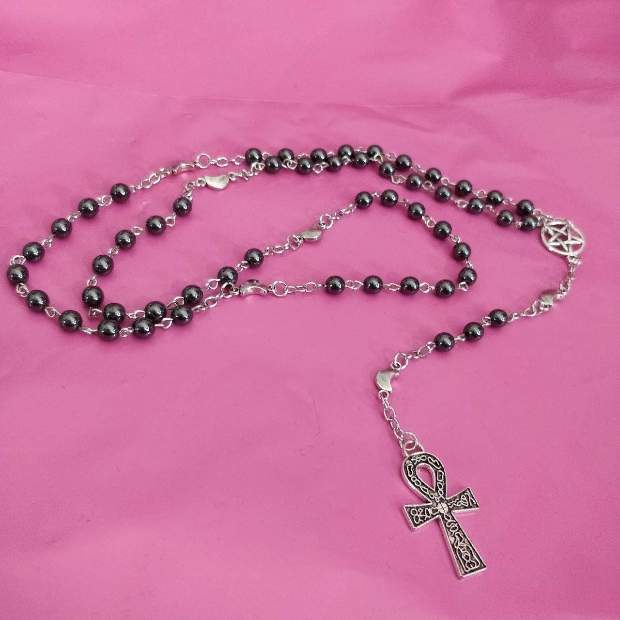 Goth Rosary - Little Moons Hematite