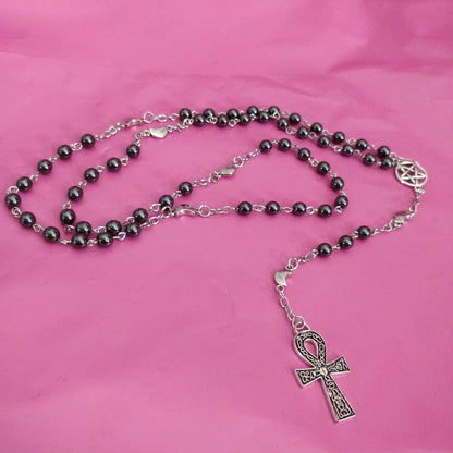 Goth Rosary - Little Moons Hematite