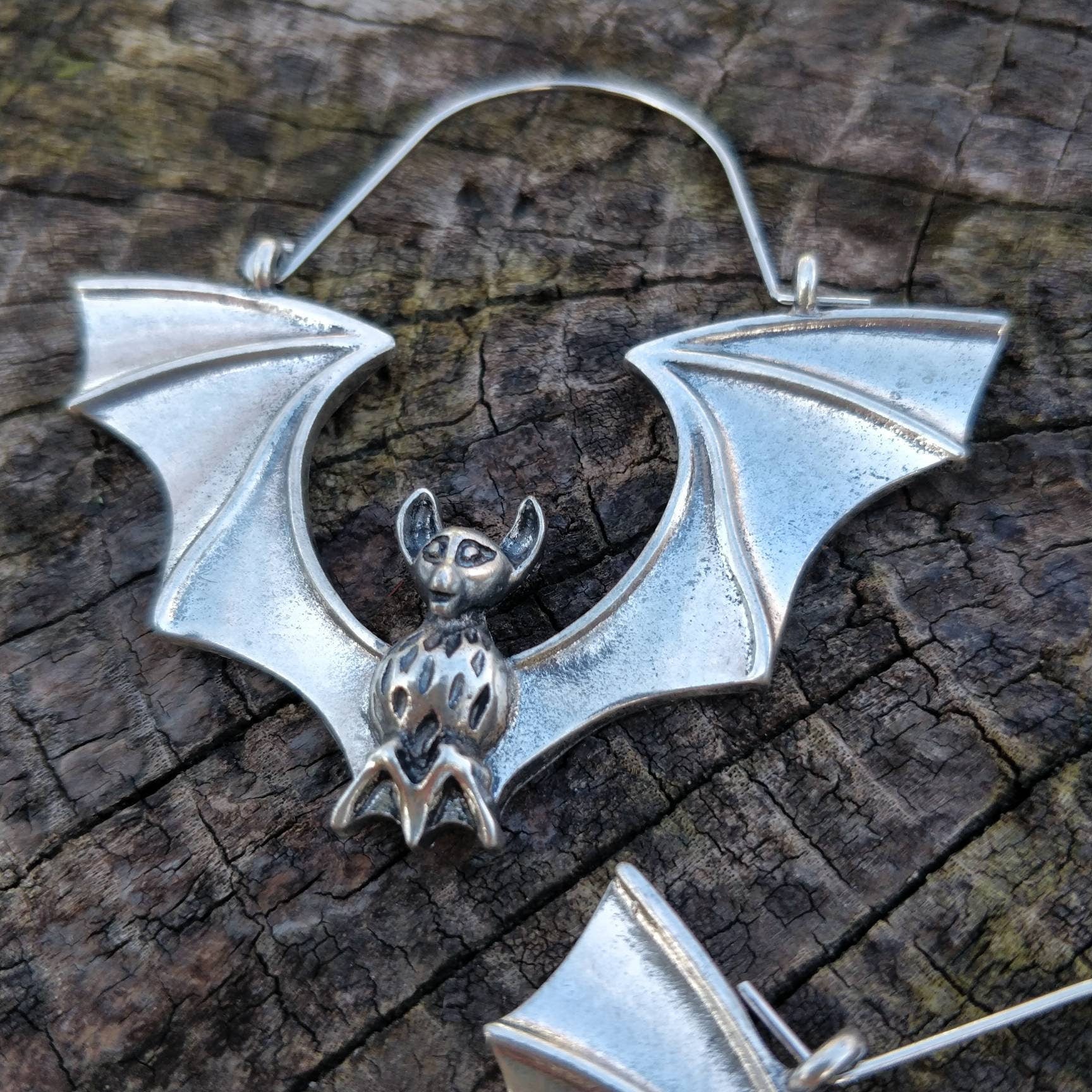 Bat Hoop Earrings LARGE- gothic bat earrings- Gothic/ Punk alternative