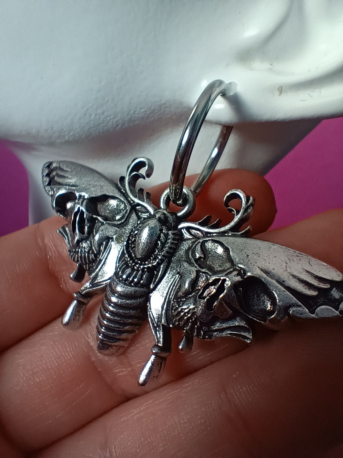 Esoteric, Deaths Head Moth Hoop Earrings