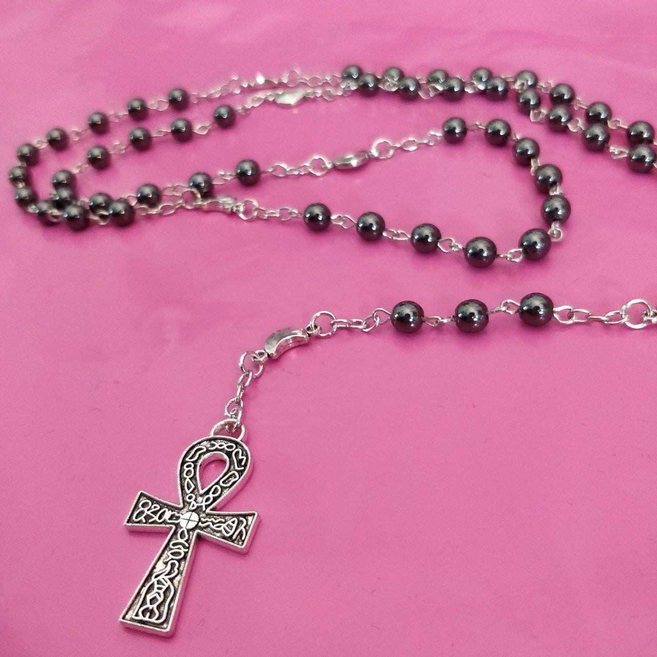 Goth Rosary - Little Moons Hematite